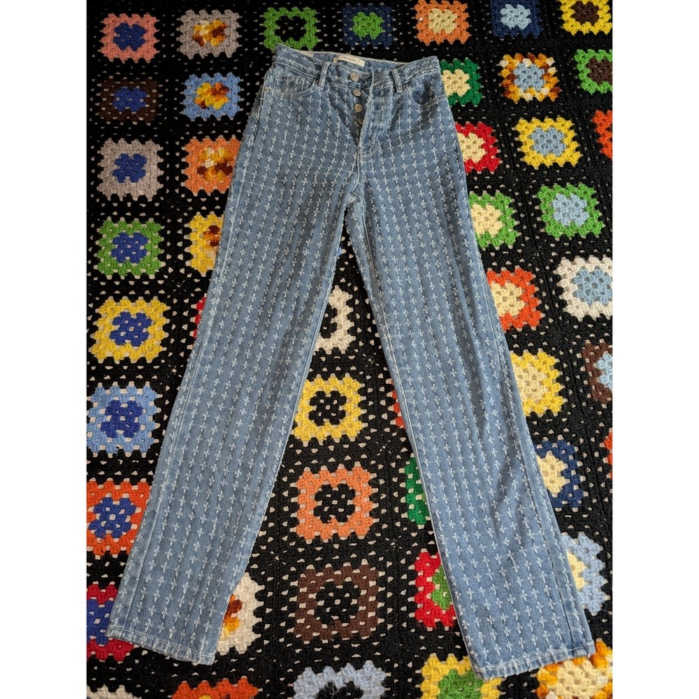 PacSun 90's Dad Jeans Women's 22 Blue Distressed Denim Straight Leg Y2K (24x30)